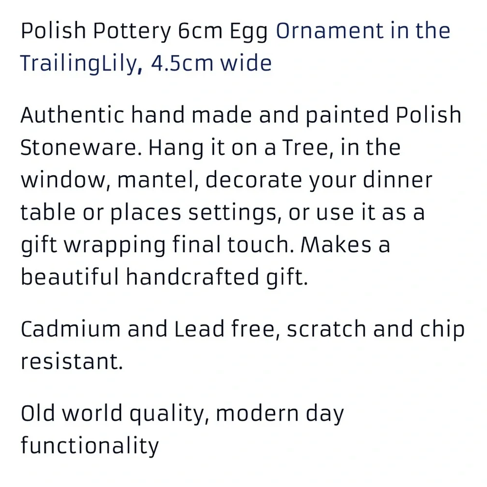 Polish Pottery-Terrain-Ceramic  Egg Large